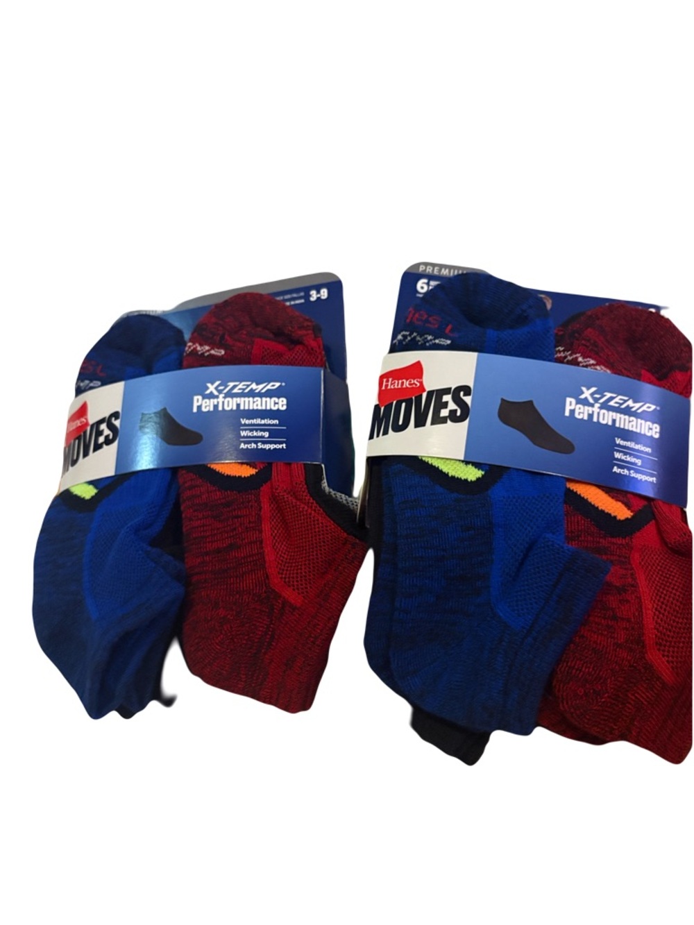 Two Packs of Hanes X temp Performance Boys No Show socks Size 3-9